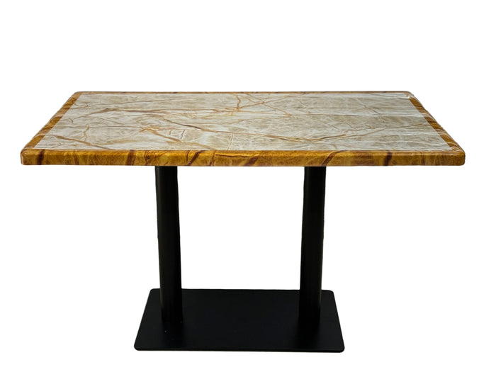 Natural Bordered Marble Restaurant Table Light Brown