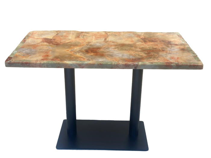 Natural Bordered Marble Restaurant Table Orange