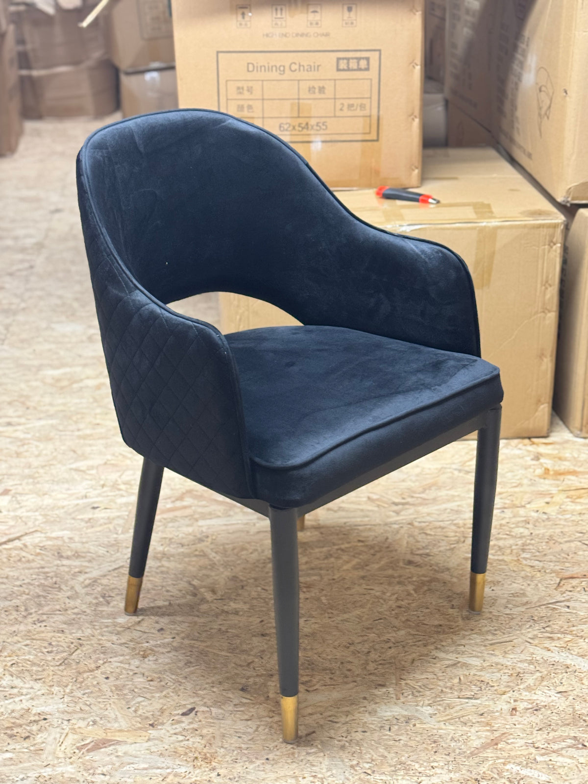 Velvet Stitched Restaurant Cafe Dining Chair