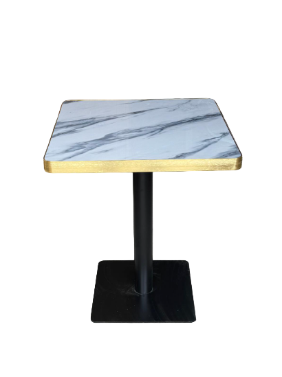 White Blue Waves Marble Table (gold edge)