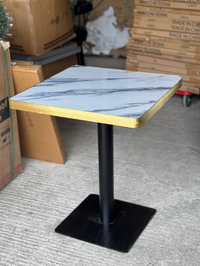 White Blue Waves Marble Table (gold edge)