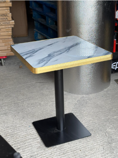 White Blue Waves Marble Table (gold edge)