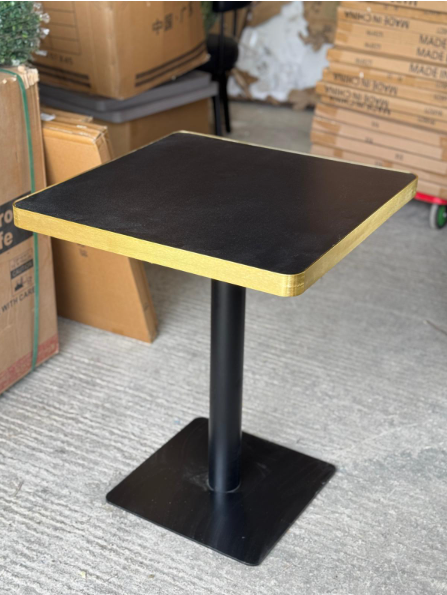Matt Black Marble Table Gold Edge