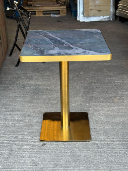 Teal Green Marble Table Gold Edge