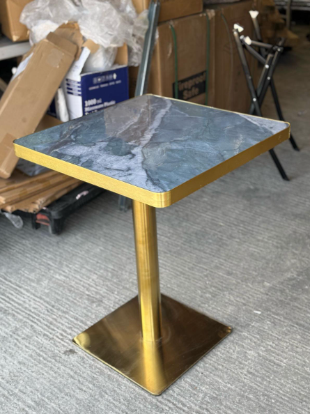 Teal Green Marble Table Gold Edge