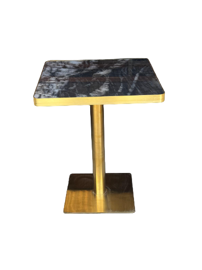 Black Rain Forest Marble Table Gold Edge