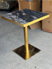 Black Rain Forest Marble Table Gold Edge