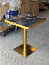Black Rain Forest Marble Table Gold Edge