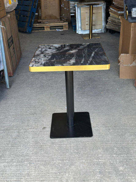 Black Rain Forest Marble Table Gold Edge