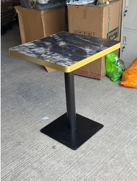 Black Rain Forest Marble Table Gold Edge