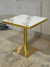 White Brown Patterned Restaurant Marble Table