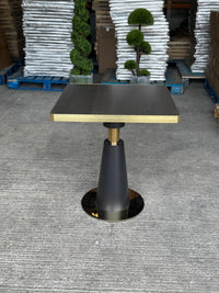 Walnut Effect Restaurant Marble Table Gold