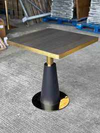 Walnut Effect Restaurant Marble Table Gold