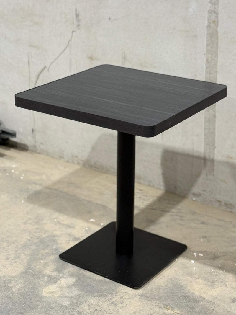 Grey Wood Effect Marble Restaurant Table Black Base