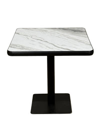 White/Grey Marble Restaurant Table Black Base
