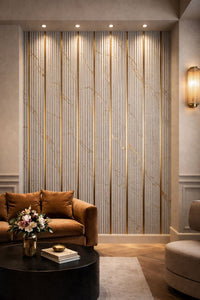Grey/Gold Marble Effect Wall Panel