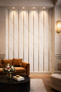 White/Gold Marble Effect Wall Panel