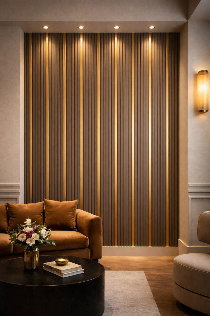 Brown/Gold Wood Effect Wall Panel