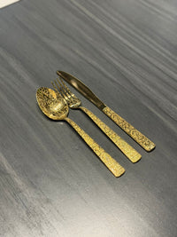 Luxury Hammered Gold Cutlery Set
