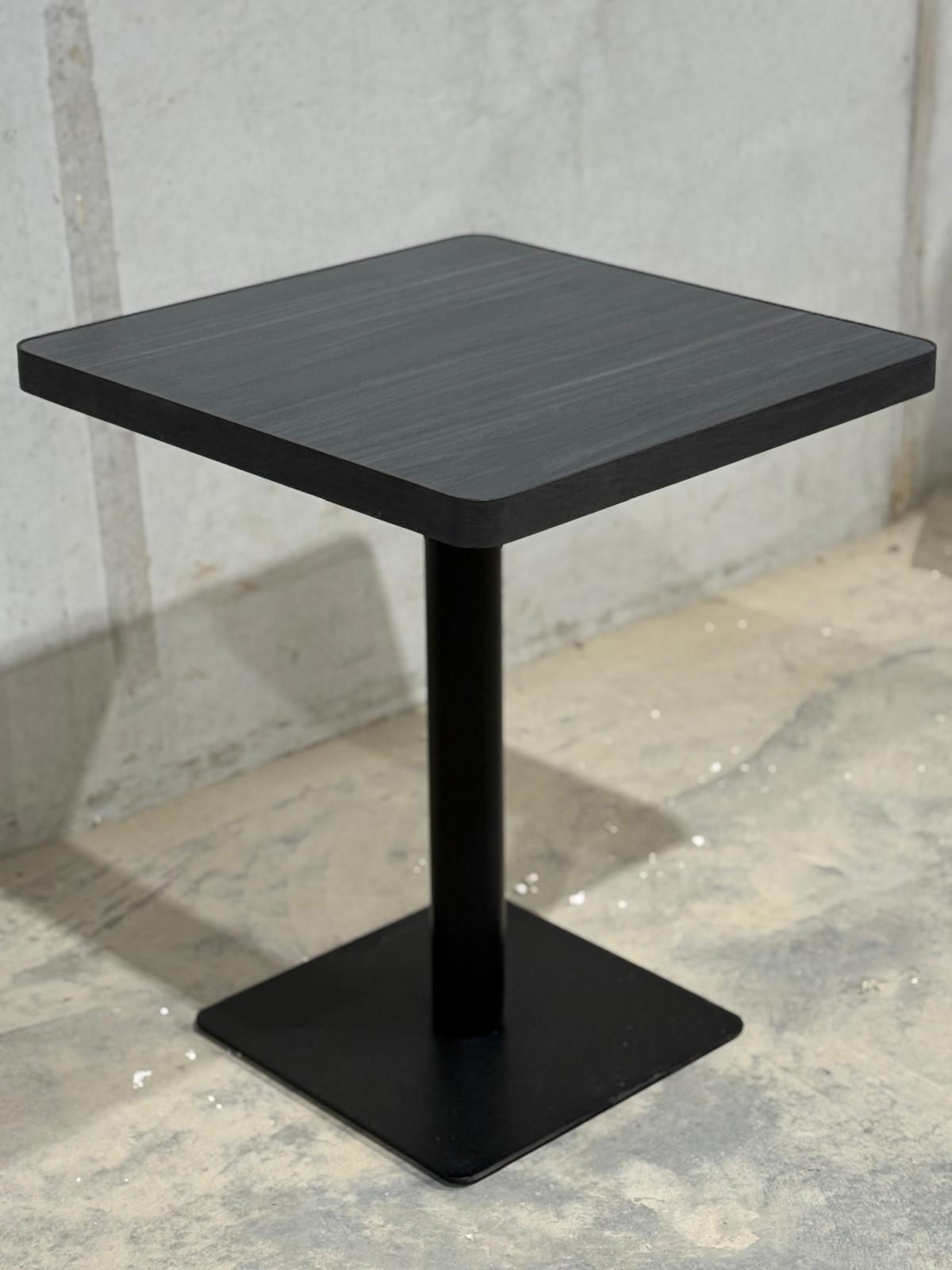 Grey Wood Effect Marble Restaurant Table Black Base
