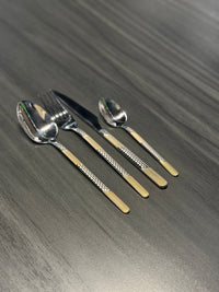 Premium Stainless Steel Cutlery Set with Gold Pattern Handle