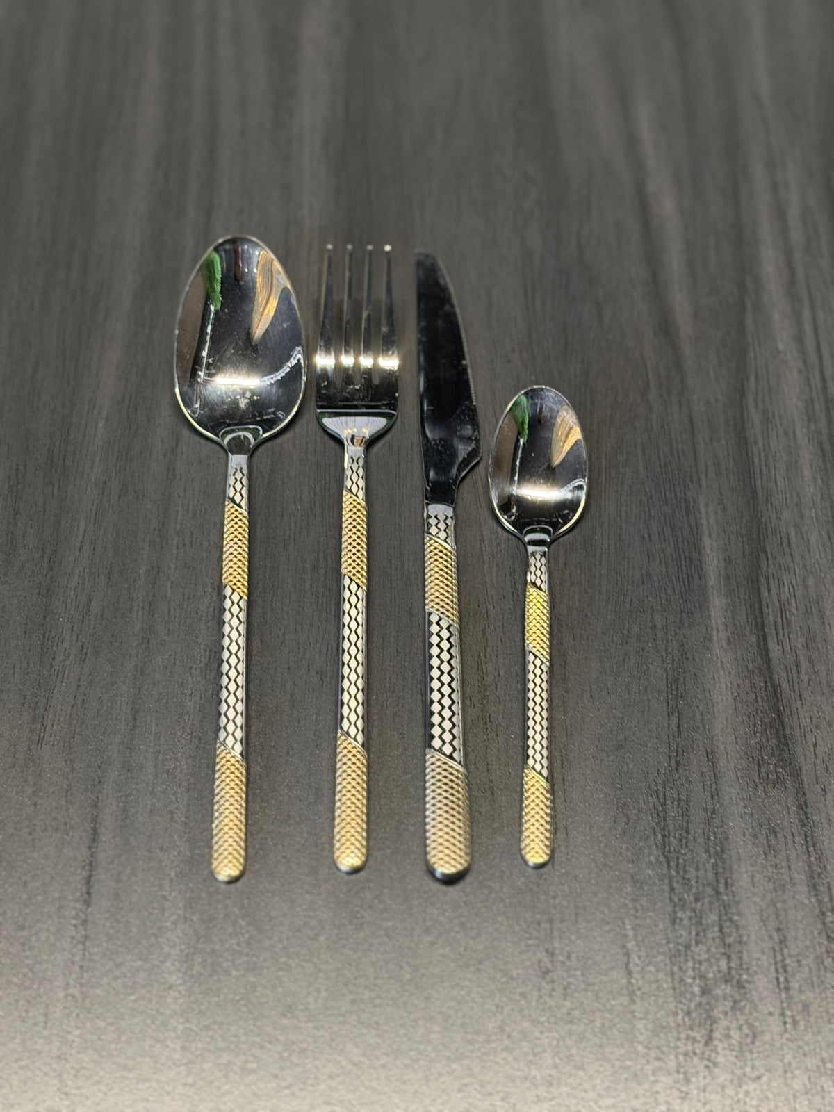 Premium Stainless Steel Cutlery Set with Gold Pattern Handle