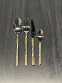 Premium Stainless Steel Cutlery Set with Gold Pattern Handle