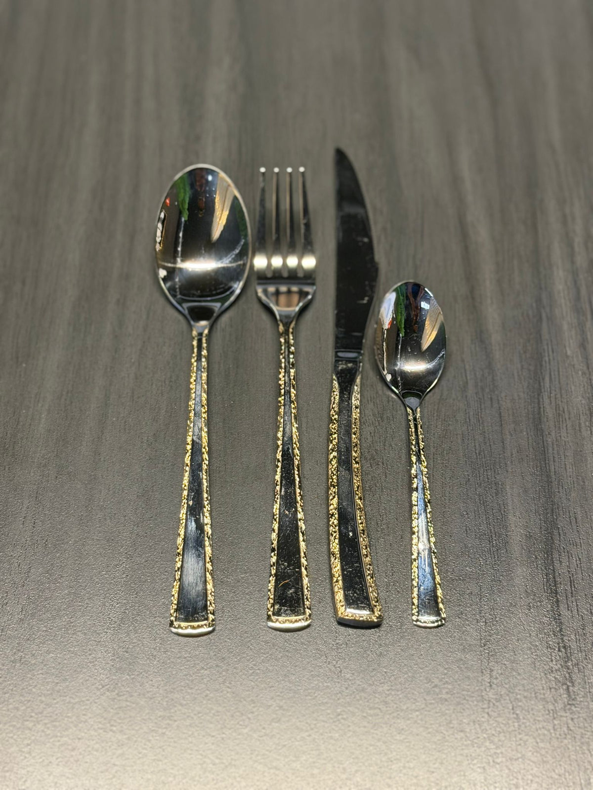 Premium Stainless Steel Cutlery Set with Gold Pattern Handle