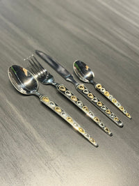 Premium Stainless Steel Cutlery Set with Gold Pattern Handle