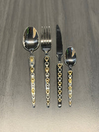 Premium Stainless Steel Cutlery Set with Gold Pattern Handle