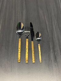 Premium Stainless Steel Cutlery Set with Gold Pattern Handle