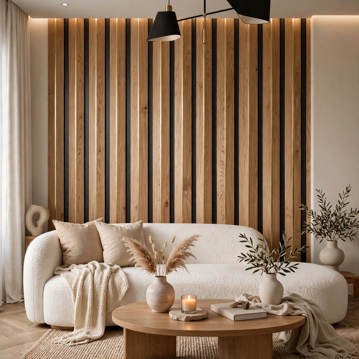 Oak Wood/Gold Effect Panel